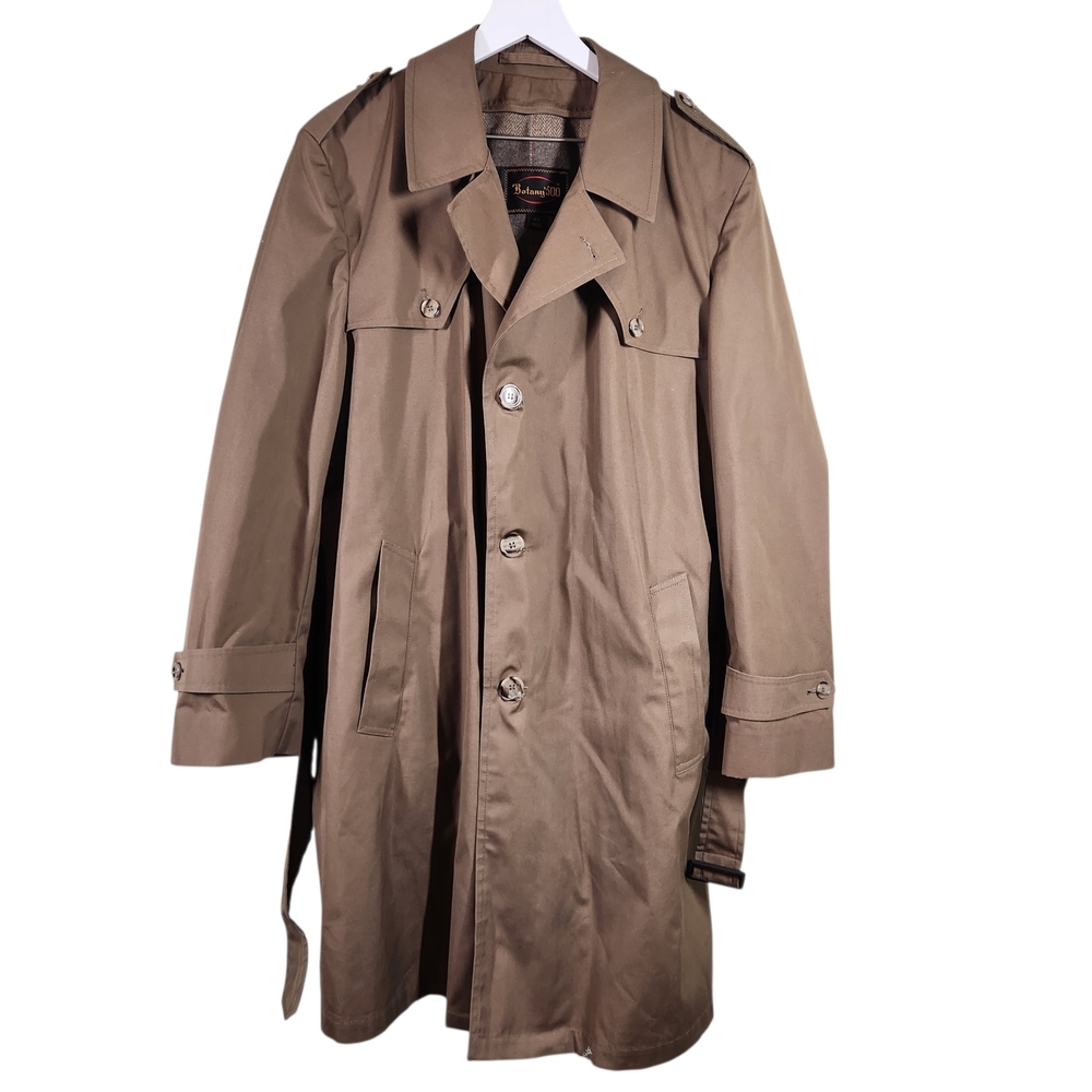 Vintage Botany 500 Men's Tan Trench Coat, Sz 42 Regular